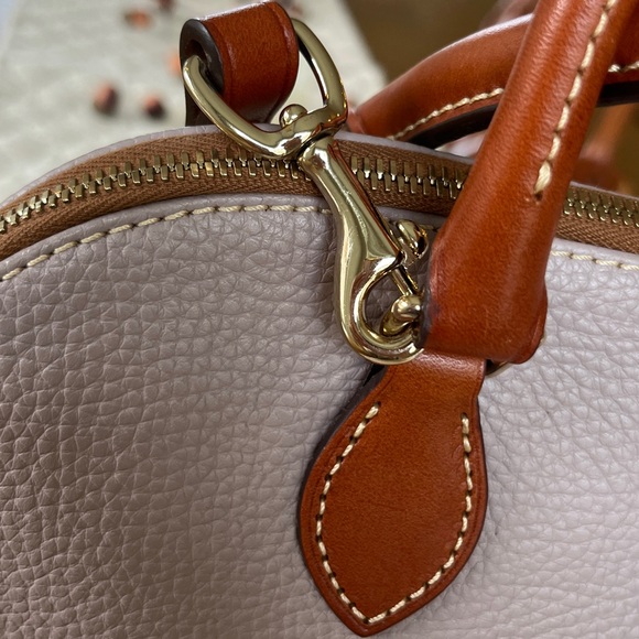 Dooney & Bourke Gray Lavender Pebble Grain Leather Zip Top Handle Satchel Bag - Picture 5 of 16